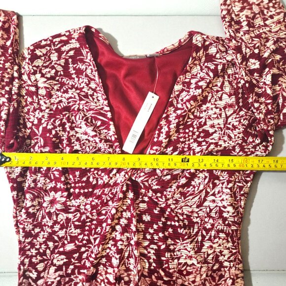 Apt. 9 Burgundy Floral Twist Front Blouse – Size Medium, NWT - Picture 8 of 11